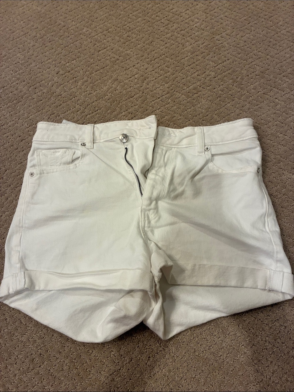American Eagle Outfitters White Cuffed Denim Shorts